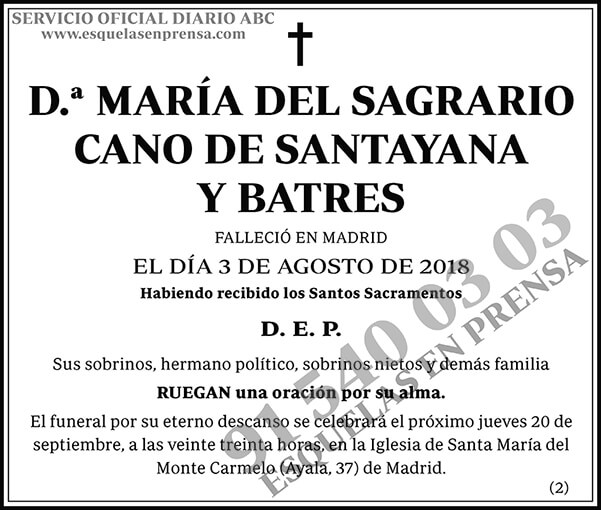 María del Sagrario Cano de Santayana y Batres